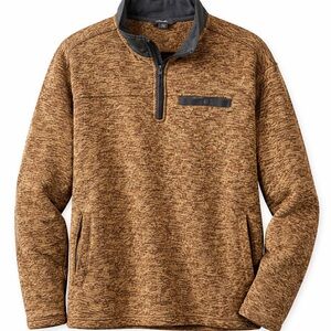 Eddie Bauer Sweater Fleece Quarter Zip Pullover XXL Brown Snap Pocket Outdoor